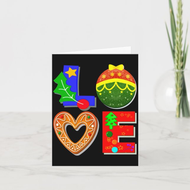 Carte Bold Retro Tygraphy Love Xmas And Cookies T Shirt  (Devant)