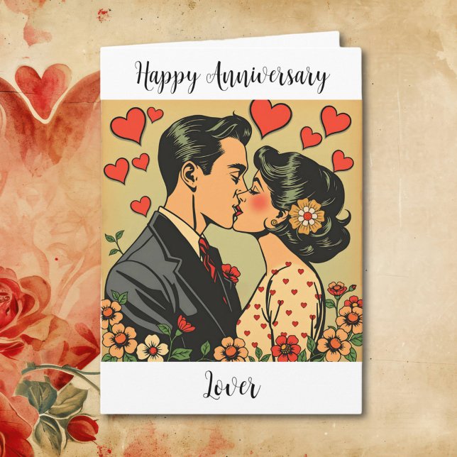Carte Bon Amoureux de l'anniversaire | Art pop rétro (Créateur téléchargé)