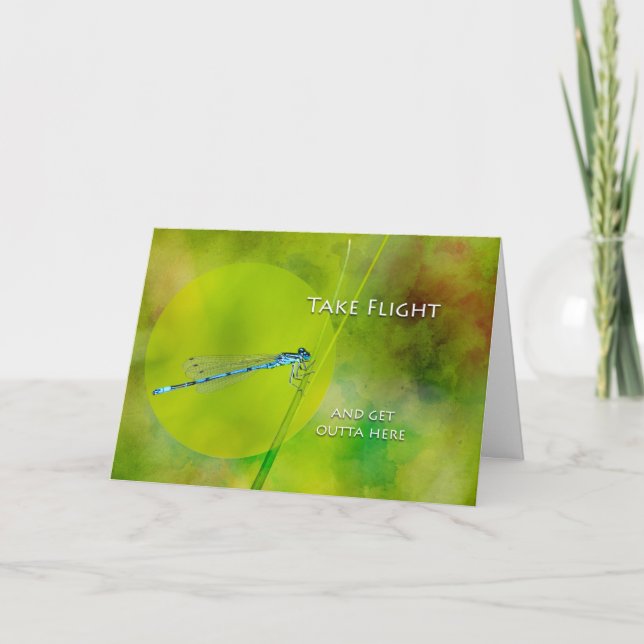 Carte Bon au revoir, adieu, Damselfly sur une lame d'her (Devant)
