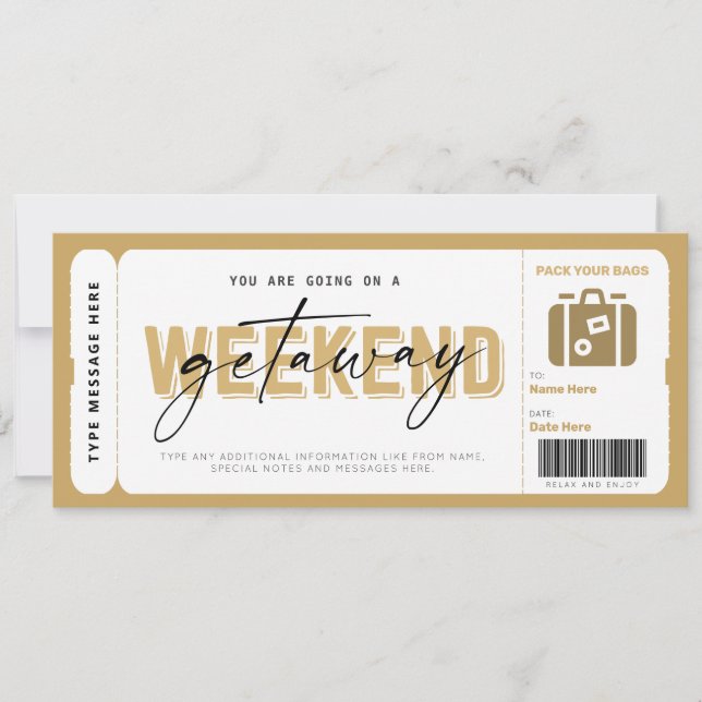 Carte Bon cadeau de fin de semaine pour les voyageurs Ho (Devant)