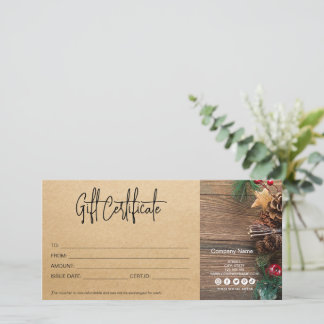 Carte Bon cadeau de Noël Papier d'artisanat Ferme Vintag