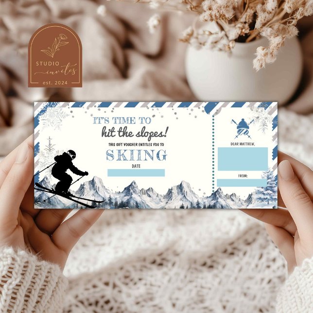 Carte Bon cadeau de Noël Ski de vacances (Créateur téléchargé)