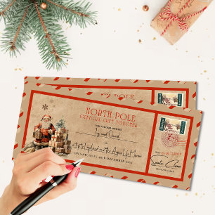 Carte Bon cadeau de Noël Vintage Editable de Père Noël