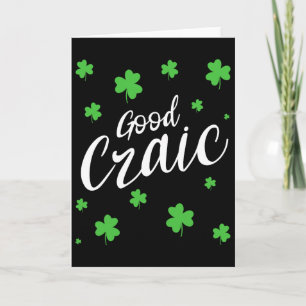 Carte Bon Craic Amusant Argot Irlandais Trèfles Saint-Pa