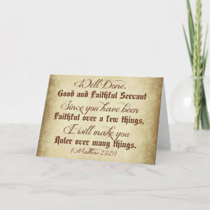 Carte Bon de bible de Matthew et fidèle employé bien