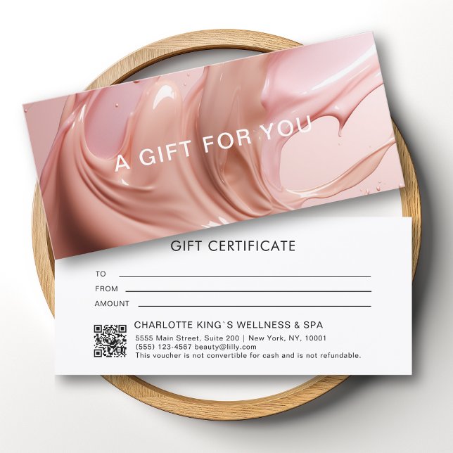 Carte Bon de cadeau code QR du Salon de beauté Rose Blus (Blush Pink Beauty Salon QR Code Gift Certificate)