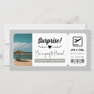 Carte Bon de voyage Certificat cadeau Surprise Vacances