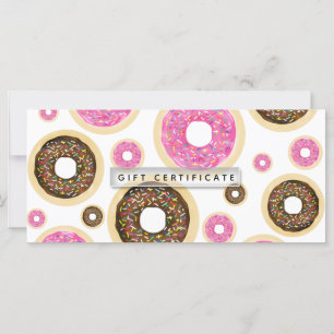 Carte Bon pour donuts avec pépites roses et brunes
