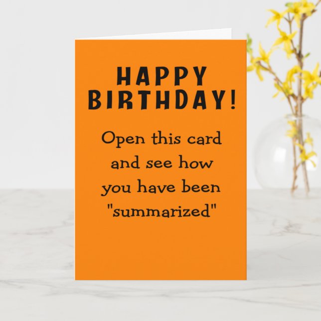 Carte Bon résumé d'anniversaire (Fleur jaune)