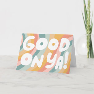 Carte BON SUR YA Bulle Lettres Pastel Rainbow Stripes