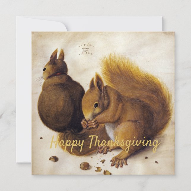 Carte Bon thanksgiving - Albrecht Dürer Deux écureuils (Devant)