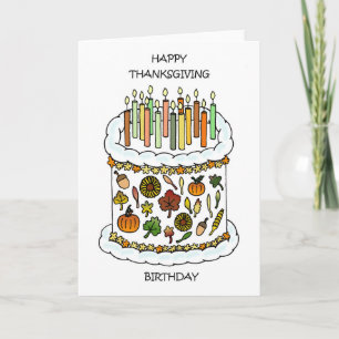 Carte bon thanksgiving Anniversaire Gâteau et bougies