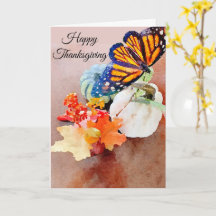 Bon thanksgiving Aquarelle Monarque Papillon
