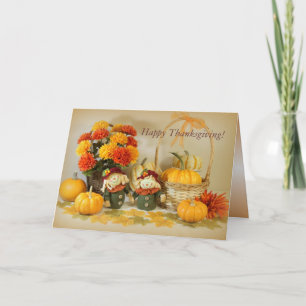 Carte bon thanksgiving avec deux écharpes mignonne