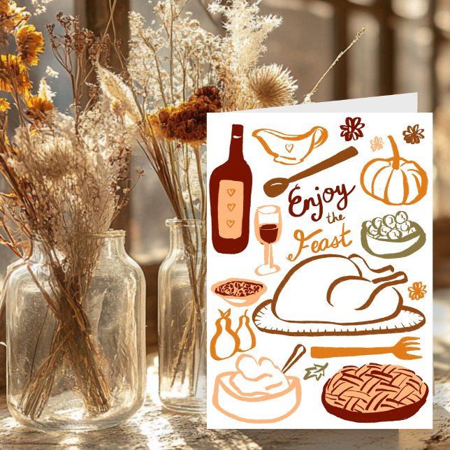 Carte Bon thanksgiving Bountiful Fête (Happy Thanksgiving Bountiful Feast Holiday Card
)