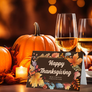 Carte Bon thanksgiving Business Vintages Feuilles Brown