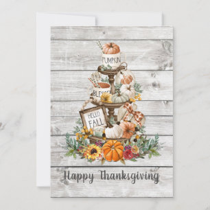 Carte Bon thanksgiving Citrouille d'automne en bois rust