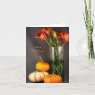 Carte Bon thanksgiving citrouille et Lilies