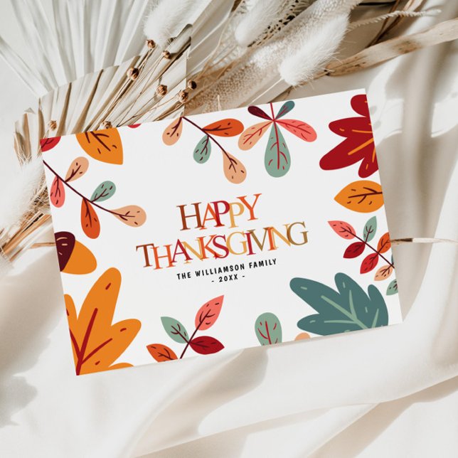 Carte bon thanksgiving de feuillage coloré (Créateur téléchargé)