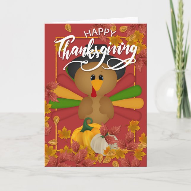 Carte Bon thanksgiving de Turquie mignonne (Devant)