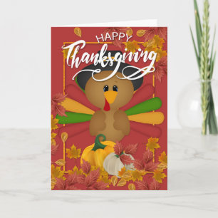 Carte Bon thanksgiving de Turquie mignonne