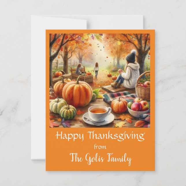 Carte Bon thanksgiving de vacances d'automne (Devant)