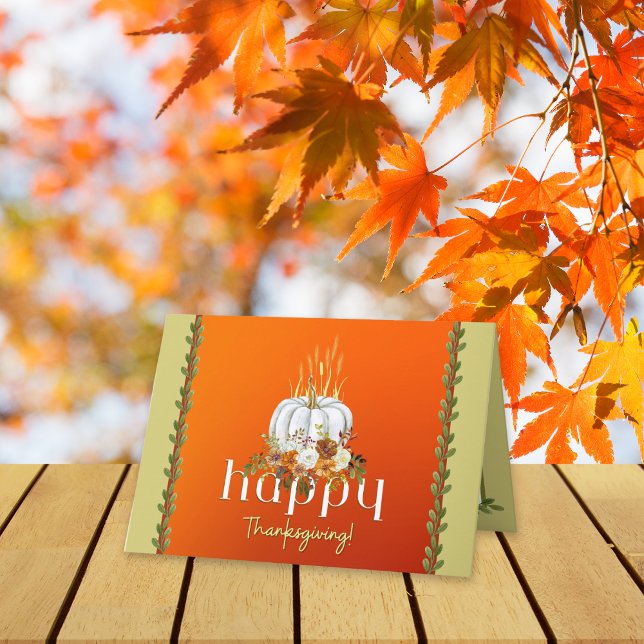 Carte Bon thanksgiving Floral Citrouille Orange Salutati (Créateur téléchargé)