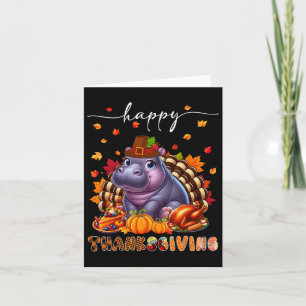 Carte Bon thanksgiving Hippo Costume Turquie Chute de co