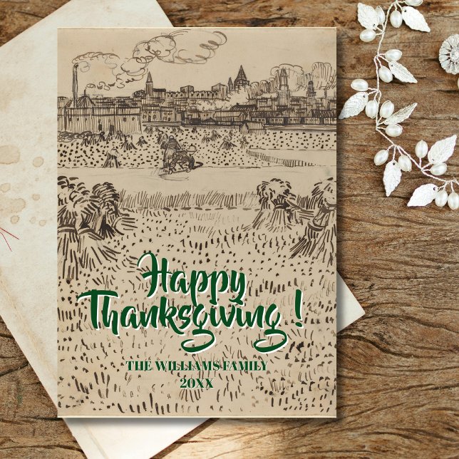 Carte Bon thanksgiving La récolte Vincent van Gogh (Créateur téléchargé)