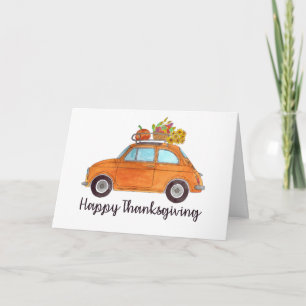 Carte Bon thanksgiving Orange Retro Fiat 500