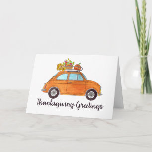 Carte Bon thanksgiving Orange Retro Fiat 500