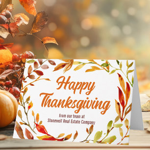 Carte Bon thanksgiving personnalisé Société Feuilles d'a