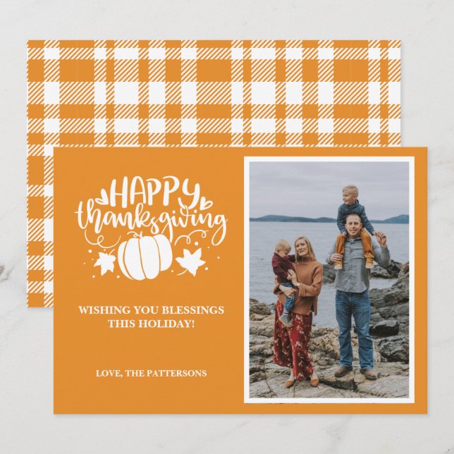 Carte Bon thanksgiving photo unique (Devant / Derrière)