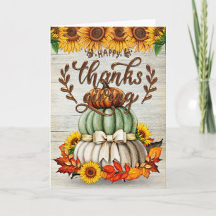 Carte Bon thanksgiving pile de Citrouilles