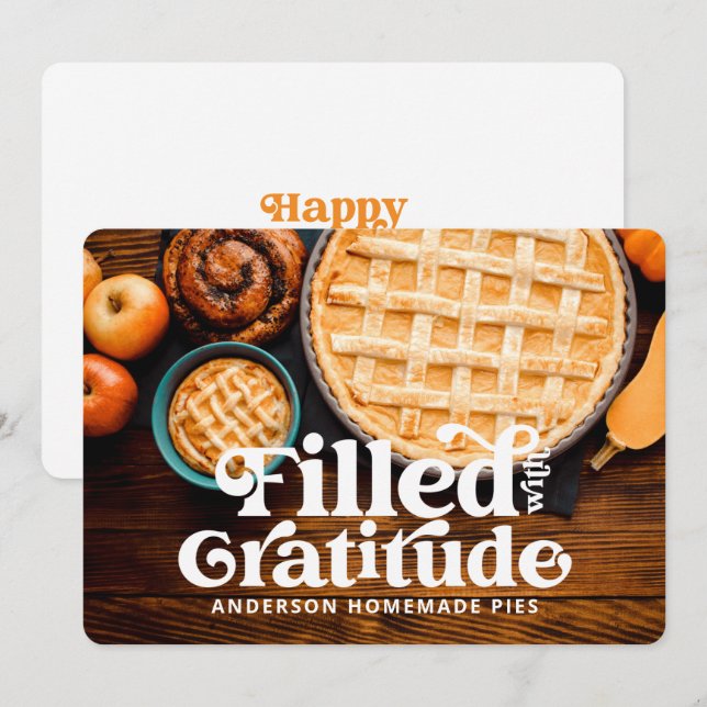 Carte Bon thanksgiving rempli avec Gratitude Holiday (Devant / Derrière)