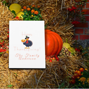Carte Bon thanksgiving tourte à dinde blanc clair