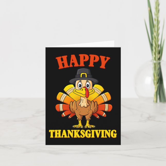 Carte Bon thanksgiving Turquie Pèlerin Garçons Filles En (Devant)