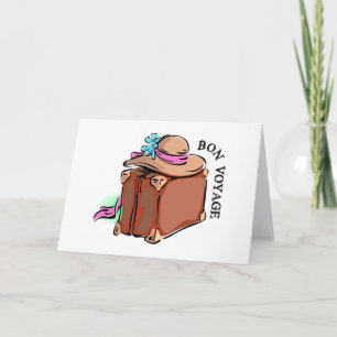 Carte Bon voyage, bon voyage ! Bagages et chapeau