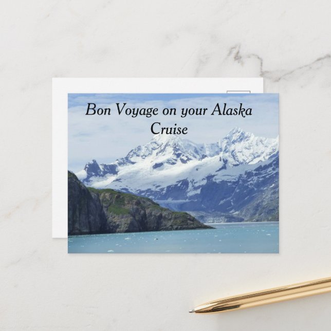 Carte Bon Voyage pour une croisière en Alaska (Devant/Arrière en situation)