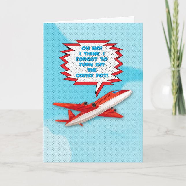 Carte Bon Voyage Profitez de vacances amusant avion dans (Devant)