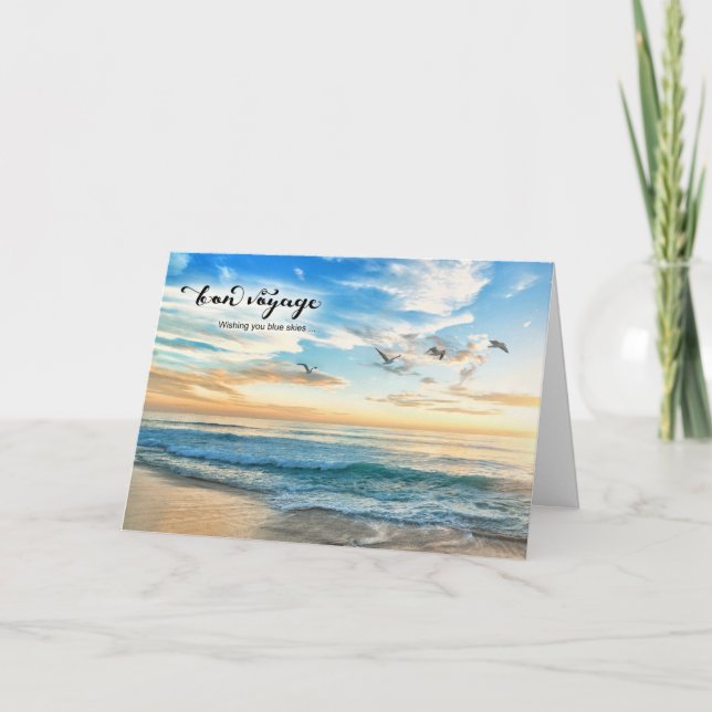 Carte Bon Voyage Voyage en toute sécurité Sunset Beach (Devant)