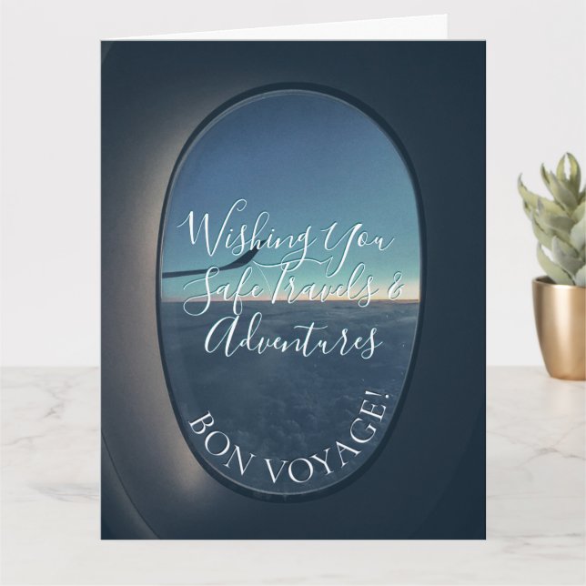 Carte Bon Voyage! Window Seat Evening Sky Travels Wishes (Petite plante)