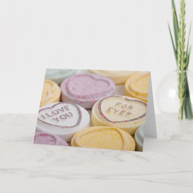Carte Bonbons coeurs de conversation Je t'aime pour touj (Devant)
