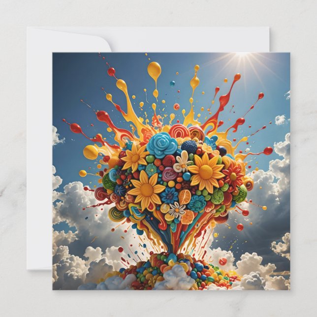 Carte Bonbons et fleurs colorés (Devant)