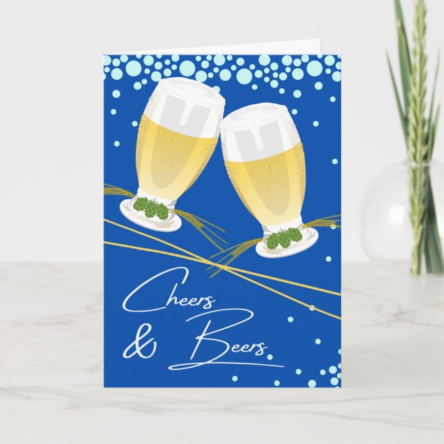 Carte Bonheur et bières Bon anniversaire houblons et bul (Devant)