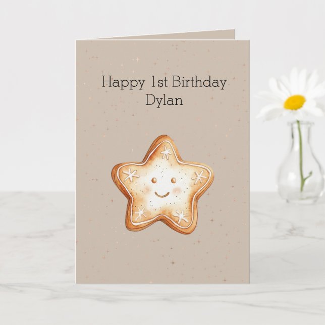 Carte Bonheur Star Gingerbread Cookie Anniversaire  (Petite plante)