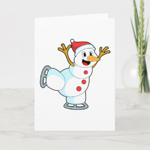 Carte Bonhomme de neige au Patinage sur glace avec Patin