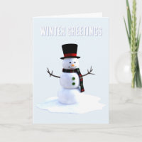 Bonhomme de neige avec chapeau et écharpe. Vœux d'