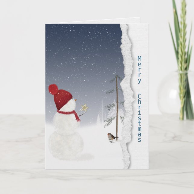 Carte bonhomme de neige avec étoile (Devant)