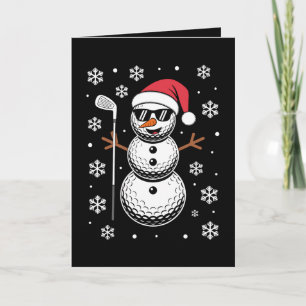 Carte Bonhomme de neige balle de golf de Noël Santa lune